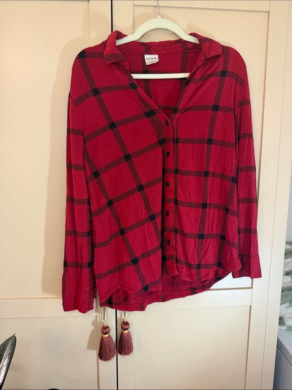 Soma Red and Black Plaid Pajama Set (Top & Bottom)